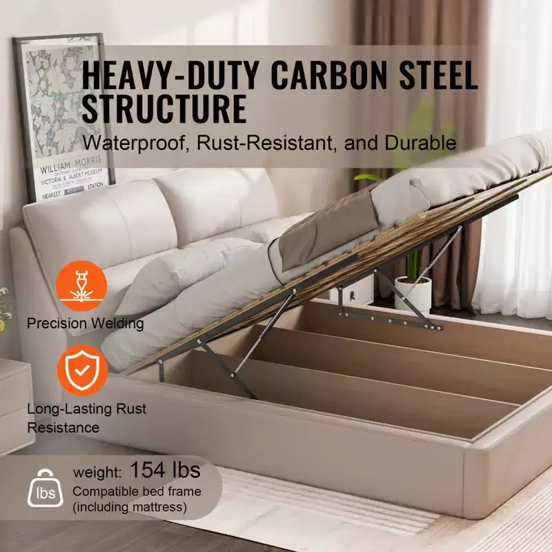 Bed Lift 59x71 in Compatible Bed Size, 154 lbs Load Bearing, Pneumatic Lever Heavy Duty Bed Support, Black