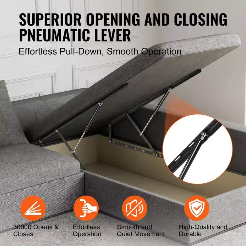 Vérin de lit 150x180 cm Compatible avec la taille de lit, capacité de charge de 70 kg, support de lit robuste à levier pneumatique, noir