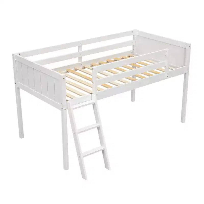 Lit mezzanine pour enfants avec échelle amovible, Cadre de lit avec barrières de sécurité pour chambre d'enfant, salle de jeux