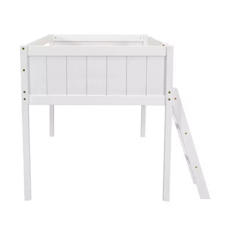 Lit mezzanine pour enfants avec échelle amovible, Cadre de lit avec barrières de sécurité pour chambre d'enfant, salle de jeux