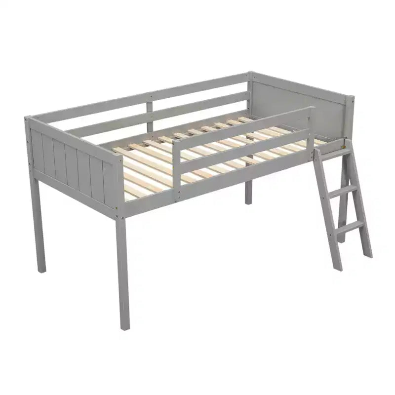 Lit mezzanine pour enfants avec échelle amovible, Cadre de lit avec barrières de sécurité pour chambre d'enfant, salle de jeux