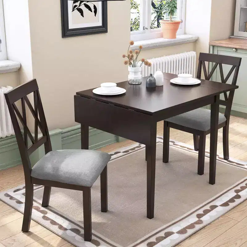 Table à manger extensible minimaliste 30X45IN pour 4 personnes, table de cuisine avec pieds en bois d'hévéa, table pliante pour salle à manger, petits espaces