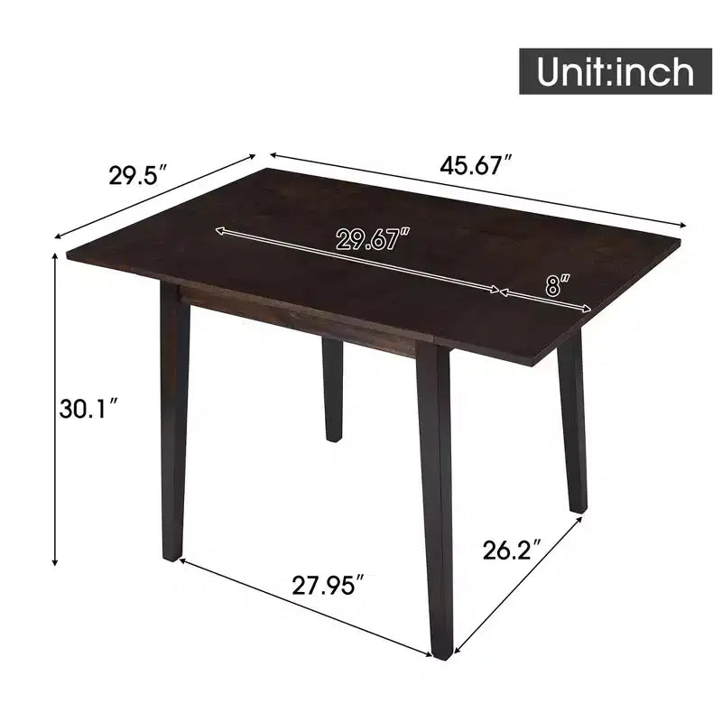Table à manger extensible minimaliste 30X45IN pour 4 personnes, table de cuisine avec pieds en bois d'hévéa, table pliante pour salle à manger, petits espaces