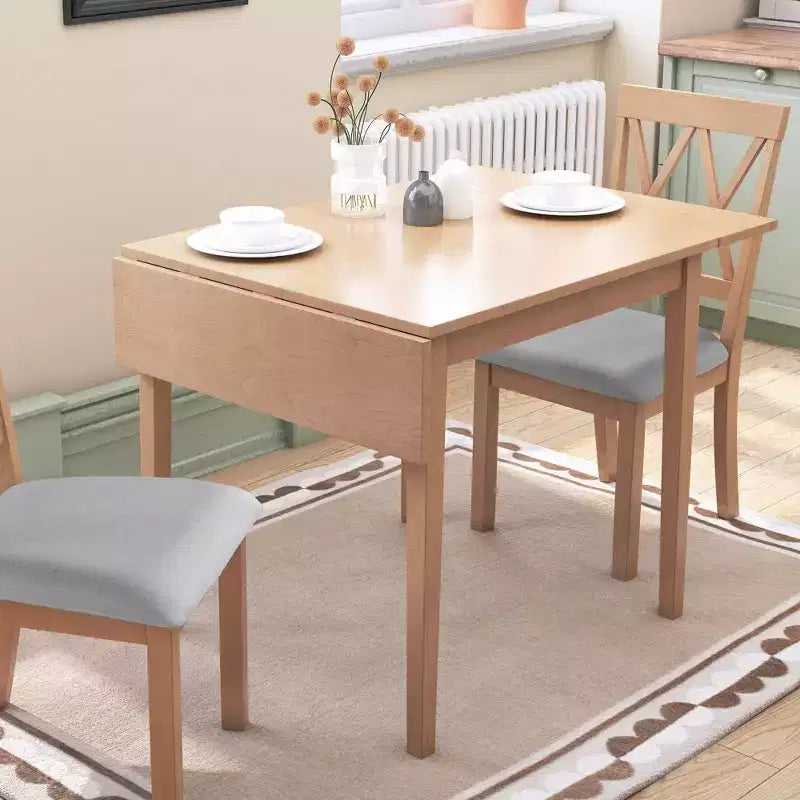 Table à manger extensible minimaliste 30X45IN pour 4 personnes, table de cuisine avec pieds en bois d'hévéa, table pliante pour salle à manger, petits espaces