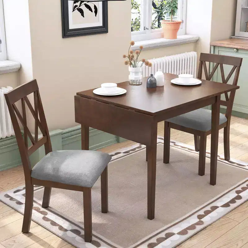 Table à manger extensible minimaliste 30X45IN pour 4 personnes, table de cuisine avec pieds en bois d'hévéa, table pliante pour salle à manger, petits espaces
