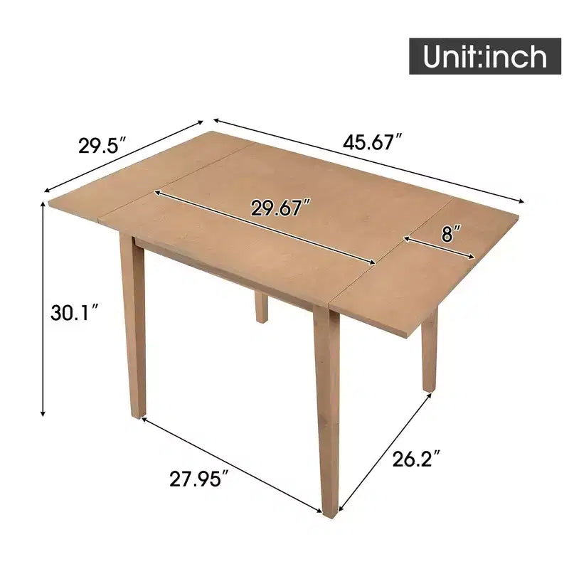 Table à manger extensible minimaliste 30X45IN pour 4 personnes, table de cuisine avec pieds en bois d'hévéa, table pliante pour salle à manger, petits espaces