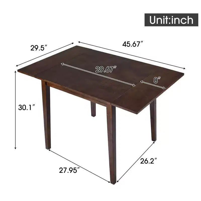 Table à manger extensible minimaliste 30X45IN pour 4 personnes, table de cuisine avec pieds en bois d'hévéa, table pliante pour salle à manger, petits espaces