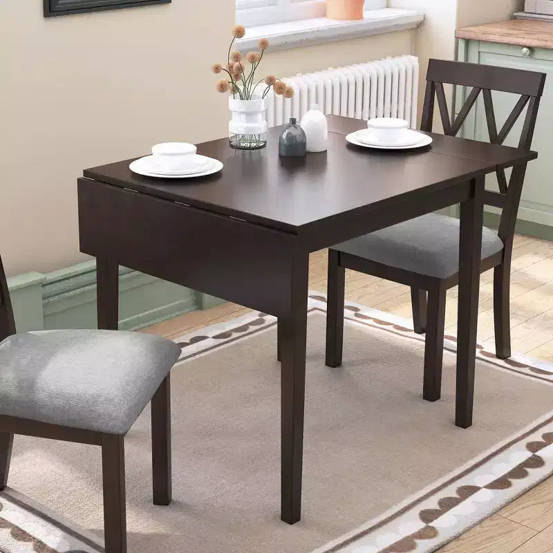 30X45IN Minimalism Extendable Dining Table for 4, Kitchen Table with Rubberwood Legs, Folding Table for Dining Room, Small Space