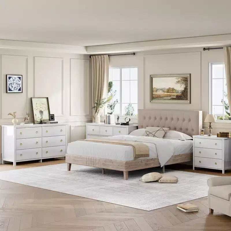 7 Drawer Dresser for Bedroom, 54 Wide Chest of Drawers with Clothes Storage Cabinet, White