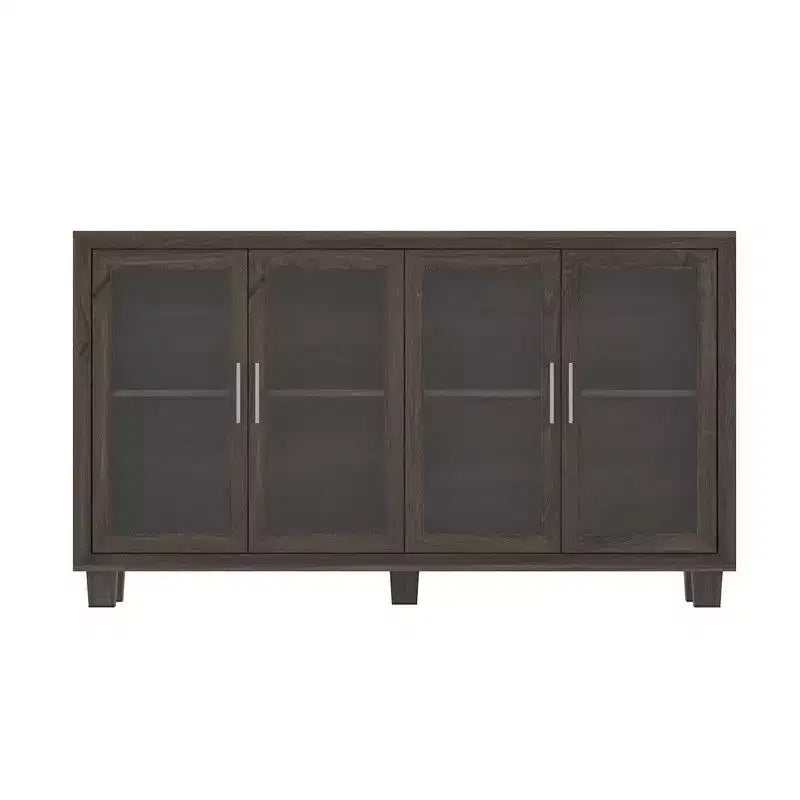 Meuble de cuisine avec portes vitrées, buffet de rangement pour la cuisine, étagères multiples pour l'organisation, pour la salle à manger, marron/blanc