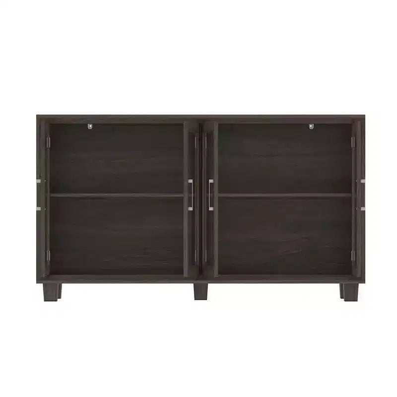 Meuble de cuisine avec portes vitrées, buffet de rangement pour la cuisine, étagères multiples pour l'organisation, pour la salle à manger, marron/blanc