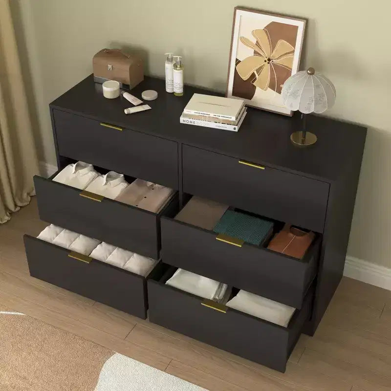 Modern 6/9 Drawers Simply Bedroom Dressers with Handle, Minimalist Wooden Dresser, Chest of Drawers for Bedroom, Entryway