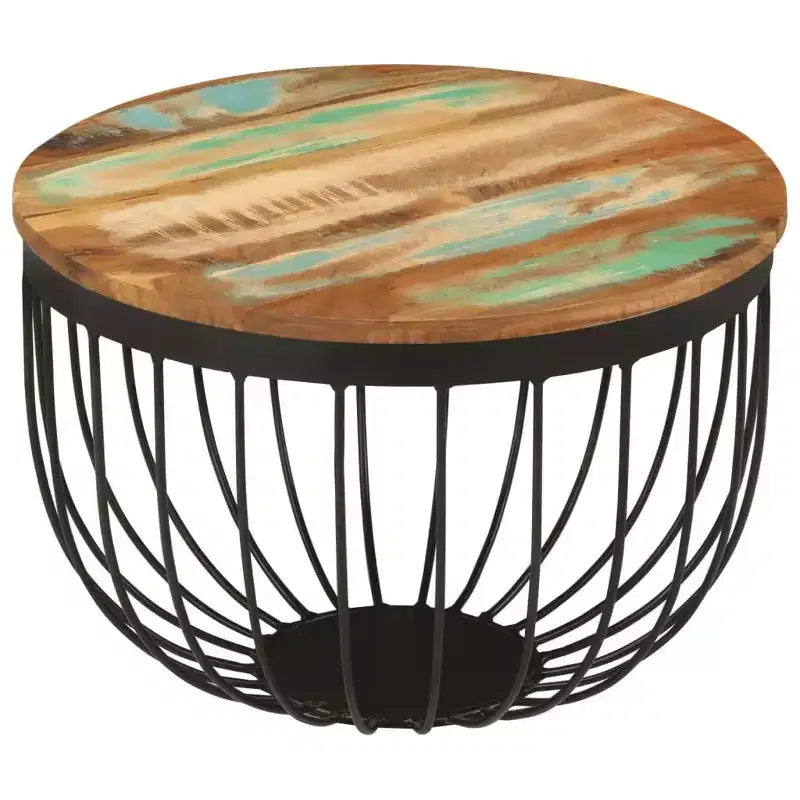 Table basse multicolore en bois recyclé et acier