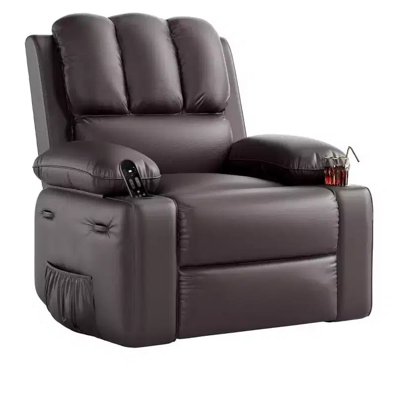 Oversized 360 Power Recliner Swivel Rocker with Heat & Massage (Faux Leather, for Living Room/Bedroom/Nursery)