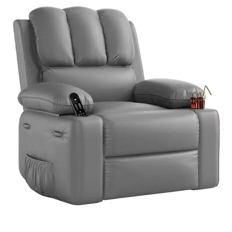 Oversized 360 Power Recliner Swivel Rocker with Heat & Massage (Faux Leather, for Living Room/Bedroom/Nursery)