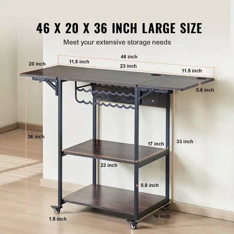 Table de presse à chaud, support mobile à 3 niveaux, support pliable pour machine de transfert à chaud avec roulettes et porte-rouleaux de vinyle, noir et marron