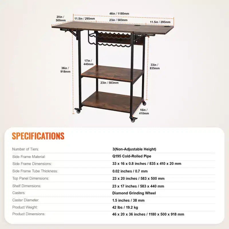 Table de presse à chaud, support mobile à 3 niveaux, support pliable pour machine de transfert à chaud avec roulettes et porte-rouleaux de vinyle, noir et marron