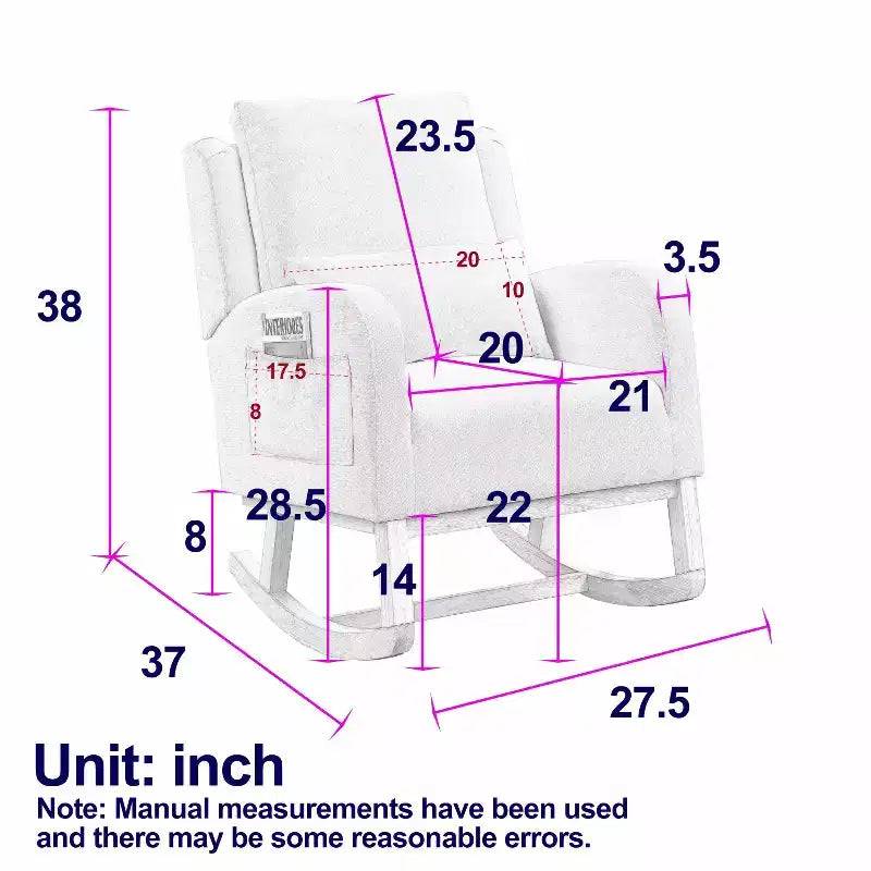 Fauteuil d'appoint moderne avec dossier haut, fauteuil de salon, fauteuil à bascule