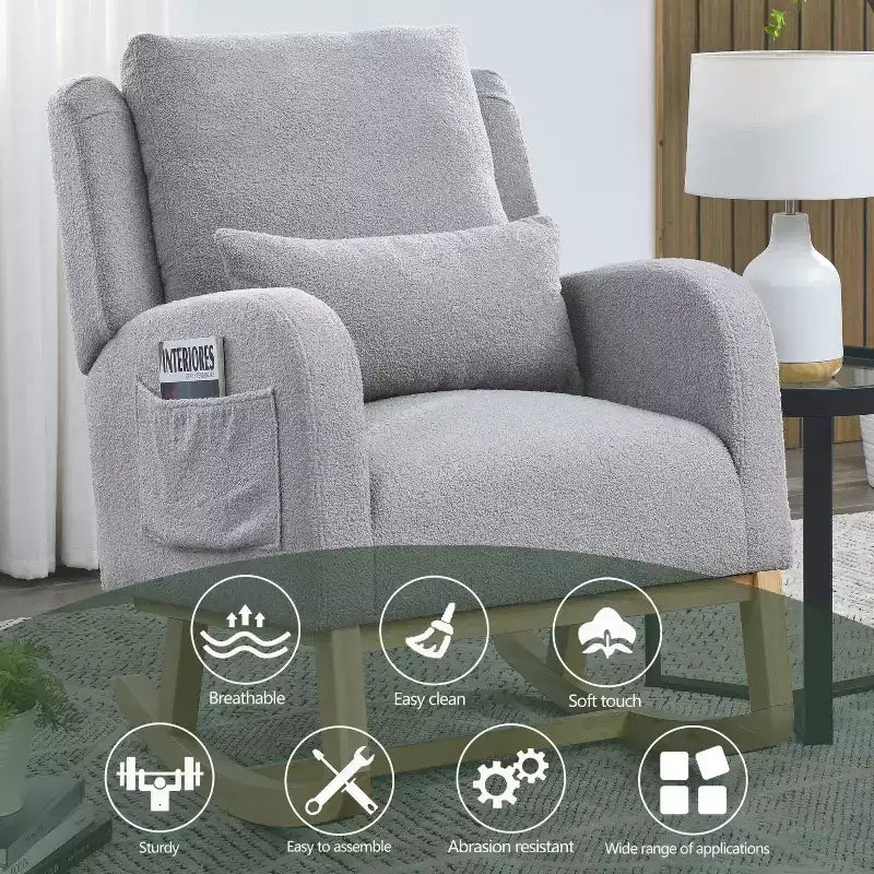 Fauteuil d'appoint moderne avec dossier haut, fauteuil de salon, fauteuil à bascule