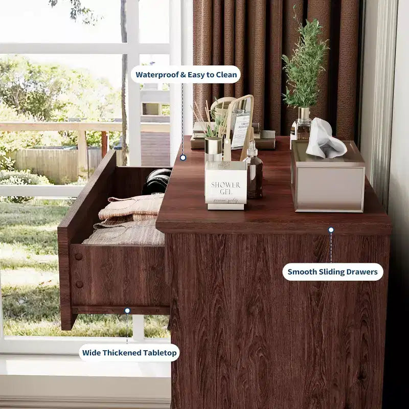 Farmhouse Tall 4-Drawer Dresser, Rustic Wood Chest with Metal Handles, Storage Cabinet for Bedroom, Living Room, Hall