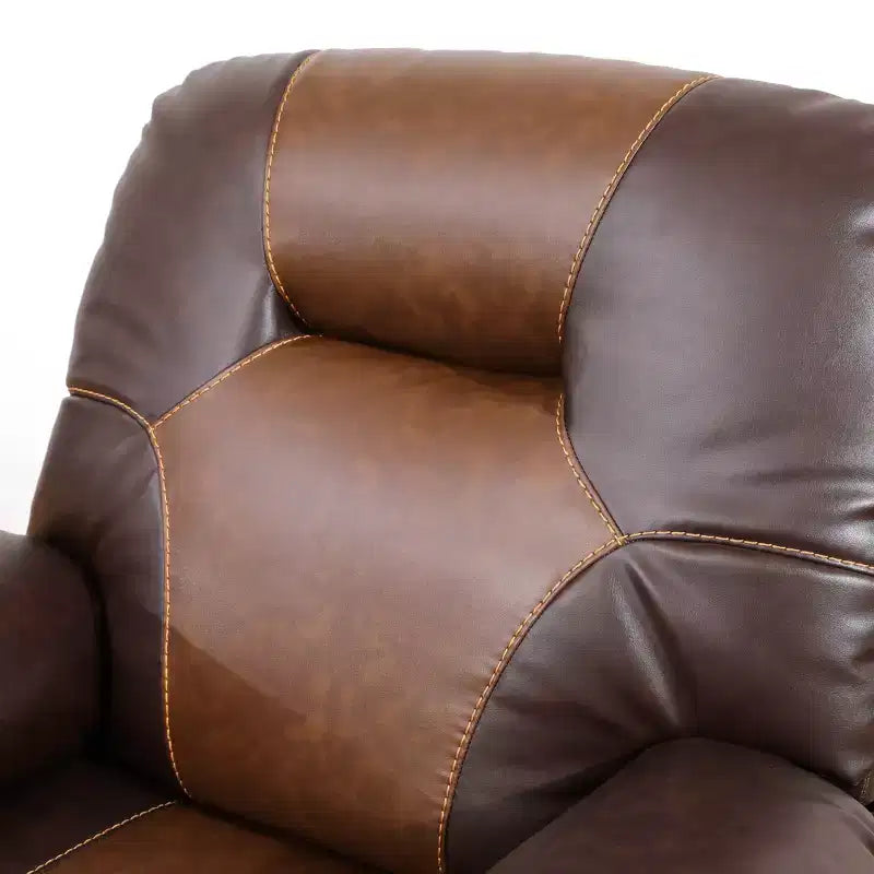 Causeuse Inclinable, Fauteuil Inclinable 2 Places en Cuir Respirant avec Rangement et Porte-Gobelets pour Salon, Marron