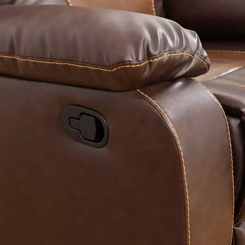 Causeuse Inclinable, Fauteuil Inclinable 2 Places en Cuir Respirant avec Rangement et Porte-Gobelets pour Salon, Marron
