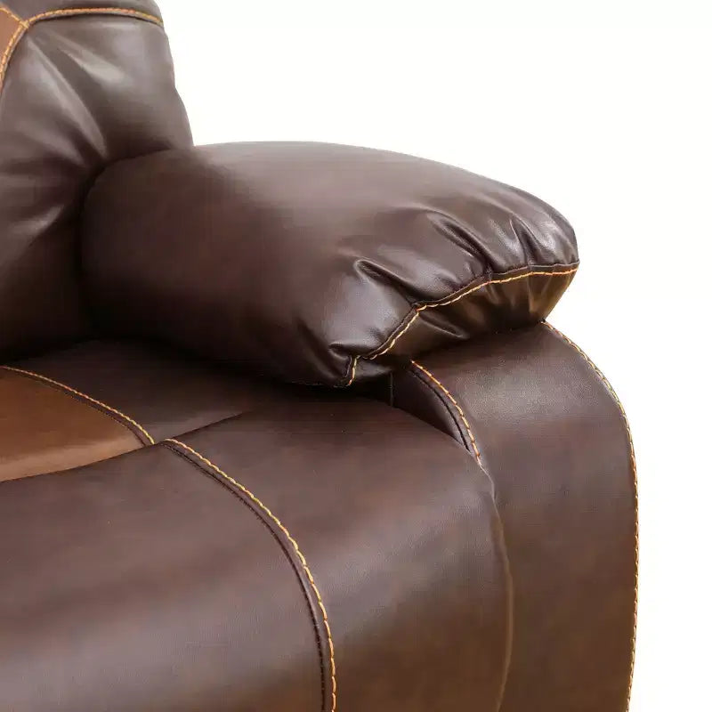 Causeuse Inclinable, Fauteuil Inclinable 2 Places en Cuir Respirant avec Rangement et Porte-Gobelets pour Salon, Marron
