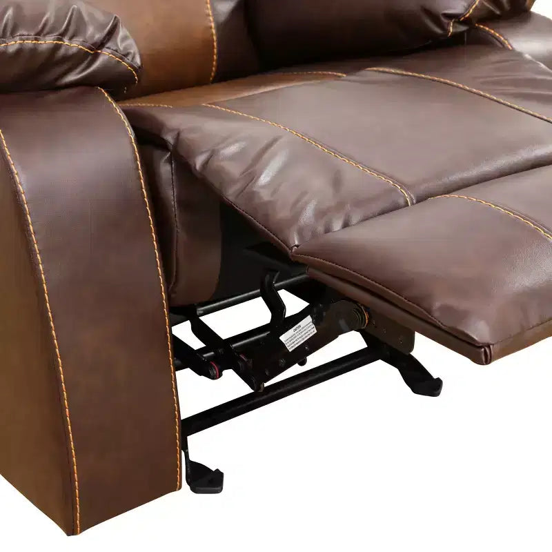 Causeuse Inclinable, Fauteuil Inclinable 2 Places en Cuir Respirant avec Rangement et Porte-Gobelets pour Salon, Marron