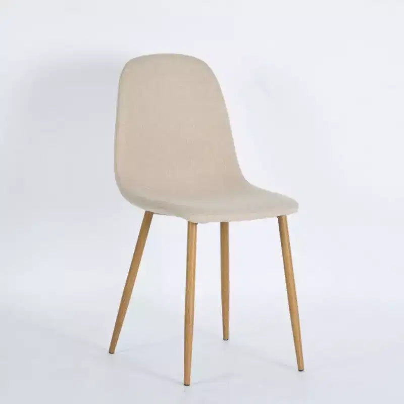 Fabric Upholstered Dining Chair with Oak-Finish Legs, Beige (Warm Taupe Tone)