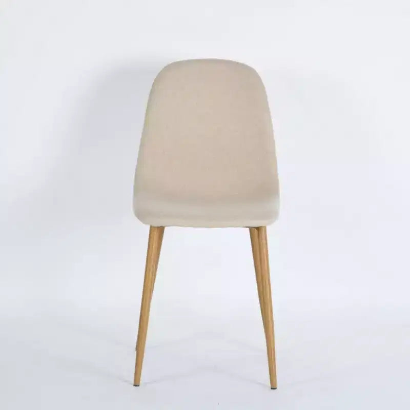 Chaise de salle à manger tapissée en tissu avec pieds finition chêne, beige (ton taupe chaud)