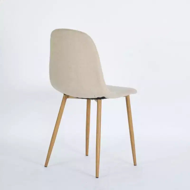 Chaise de salle à manger tapissée en tissu avec pieds finition chêne, beige (ton taupe chaud)