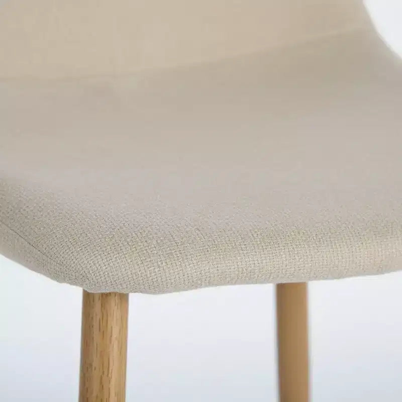 Chaise de salle à manger tapissée en tissu avec pieds finition chêne, beige (ton taupe chaud)