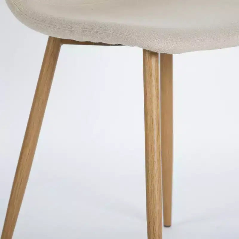 Chaise de salle à manger tapissée en tissu avec pieds finition chêne, beige (ton taupe chaud)