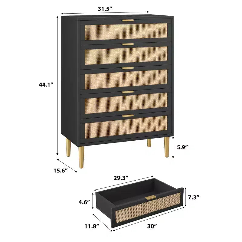 Chest of Drawers, 5 Drawer Dresser Tall for Small Spaces, Farmhouse Narrow Vertical Cabinet for Bedroom