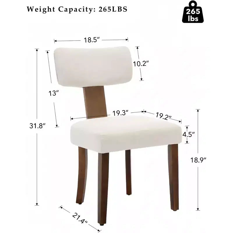 Mid Century Modern Dining Chairs, Upholstered Accent Curved Backrest Kitchen Chairs with Hardwood Frame