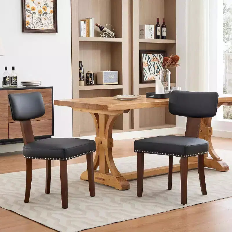 Mid Century Modern Dining Chairs, Upholstered Accent Curved Backrest Kitchen Chairs with Hardwood Frame
