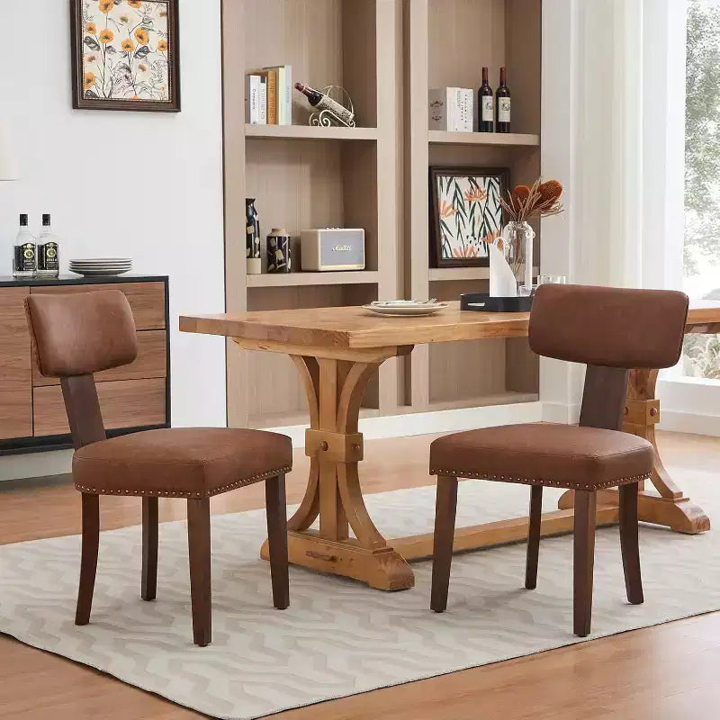 Mid Century Modern Dining Chairs, Upholstered Accent Curved Backrest Kitchen Chairs with Hardwood Frame