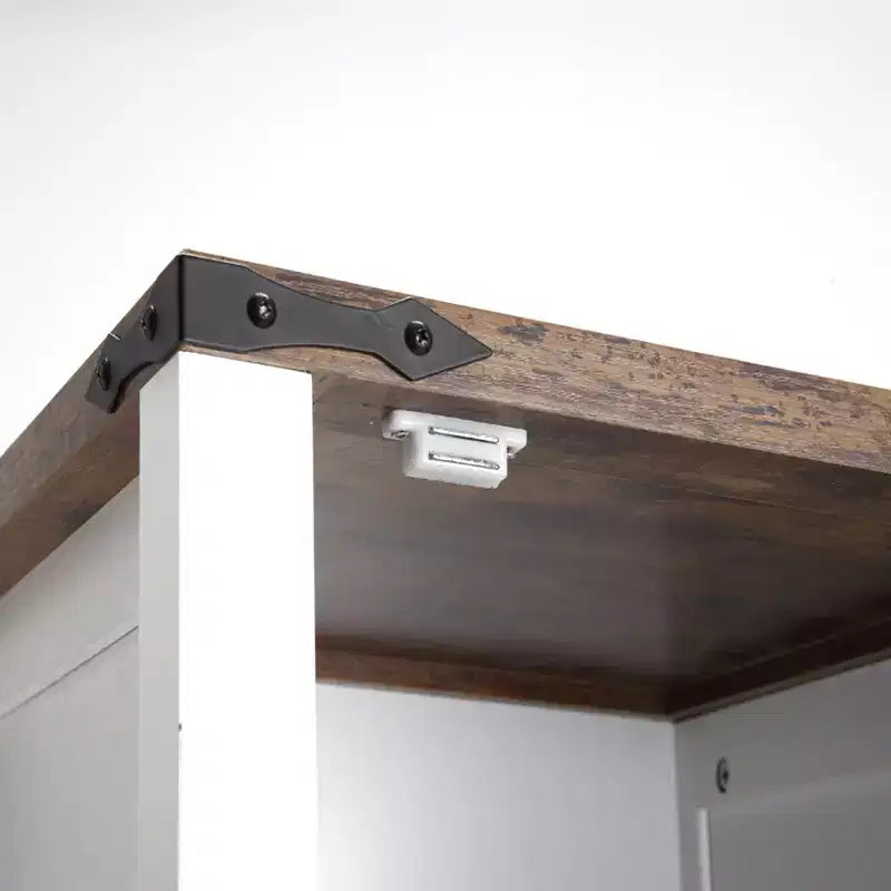 Table de chevet rustique de 24 po avec station de recharge, porte de grange et étagère réglable, bout de canapé pour chambre et salon